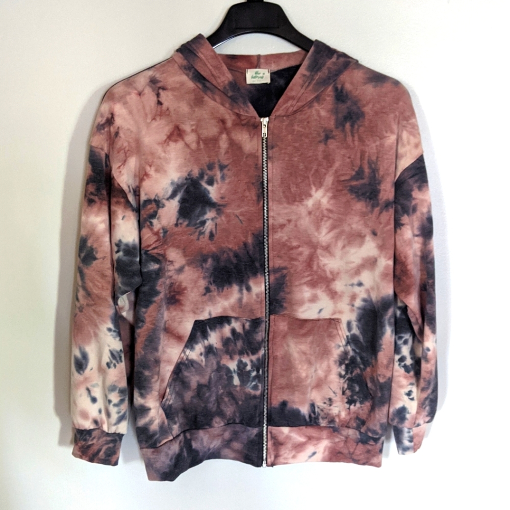 Blue Buttercup Tie Dye Full Zip Hoodie Size Small